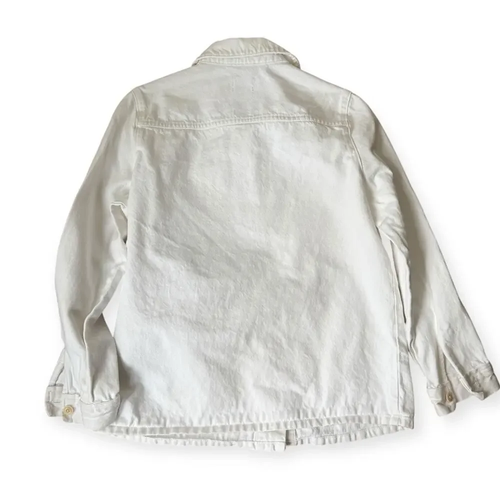 J‎ Crew White Garment-dyed chore jacket XS white